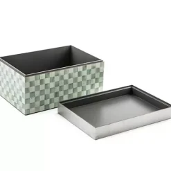 MacKenzie-Childs Sterling Check Large Lacquer Decorative Box with Silver Lid< Bath & Bath Accessories