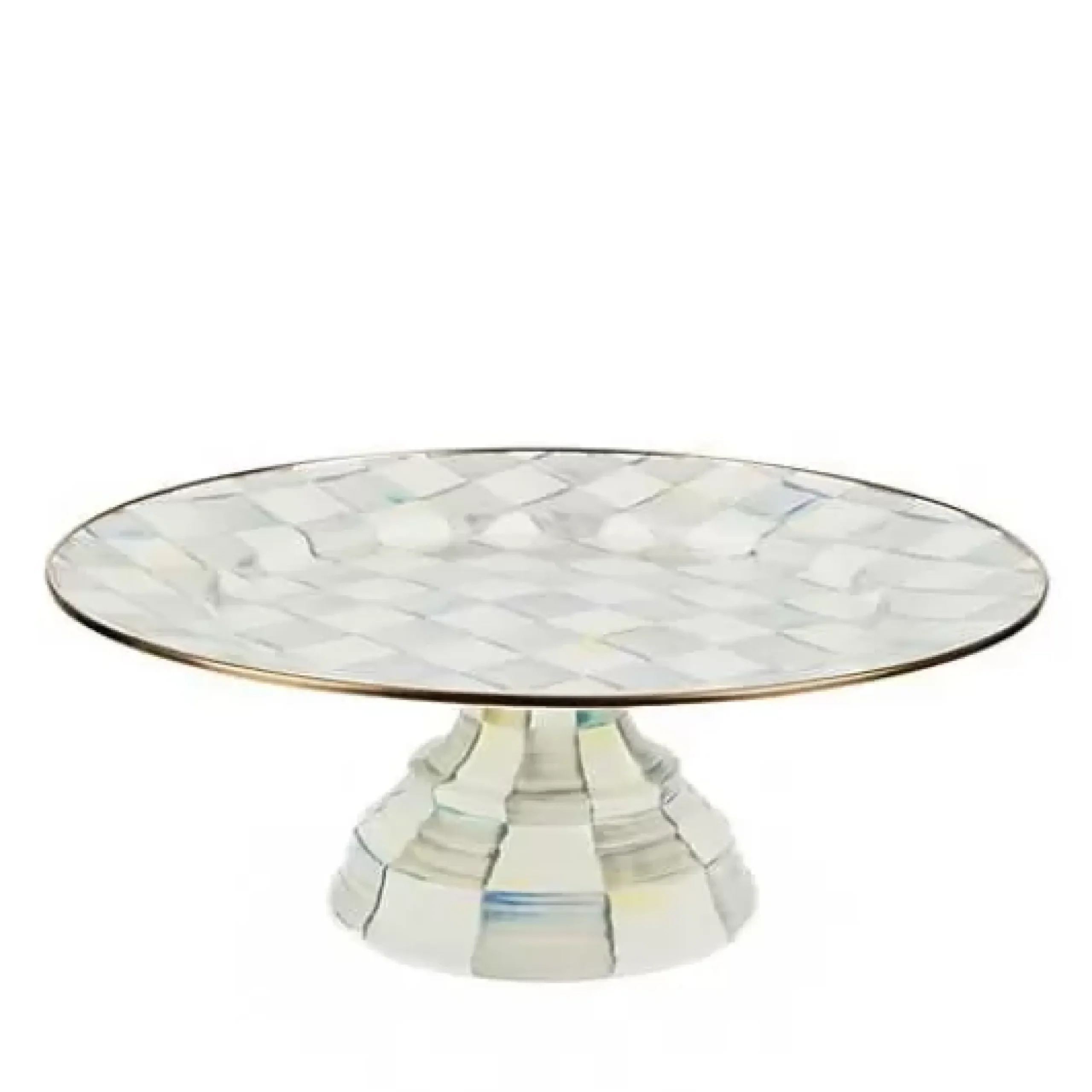 MacKenzie-Childs Sterling Check Large Pedestal Platter< Fall Entertaining|Serveware