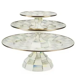 MacKenzie-Childs Sterling Check Large Pedestal Platter< Fall Entertaining|Serveware