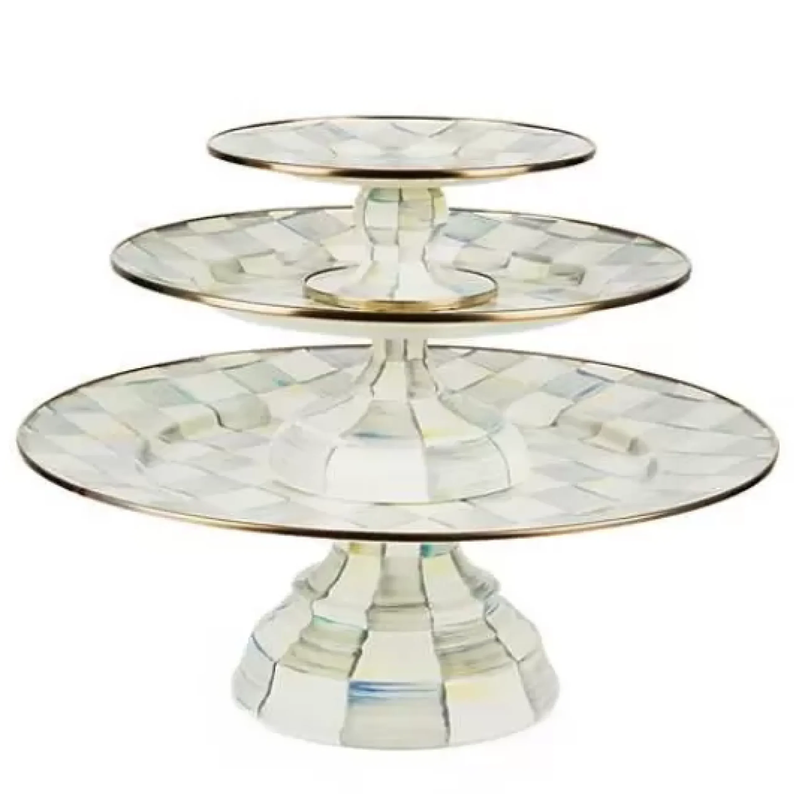 MacKenzie-Childs Sterling Check Large Pedestal Platter< Fall Entertaining|Serveware