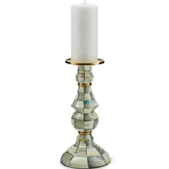 MacKenzie-Childs Sterling Check Large Pillar Candlestick< Candles & Fragrances