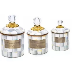MacKenzie-Childs Sterling Check Little Canisters, Set of 3< Kitchen & Dining Sets|Kitchen Storage & Organization