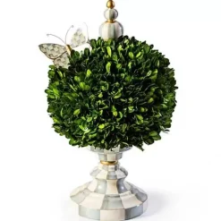 MacKenzie-Childs Sterling Check Medium Boxwood Centerpiece< Spring|Greenery & Florals