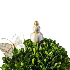 MacKenzie-Childs Sterling Check Medium Boxwood Centerpiece< Spring|Greenery & Florals