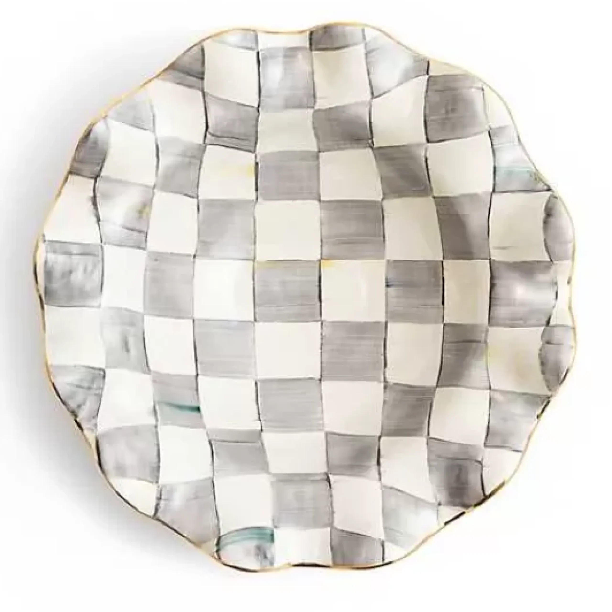 MacKenzie-Childs Sterling Check Medium Ceramic Fluted Serving Bowl< Fall Entertaining|Serveware