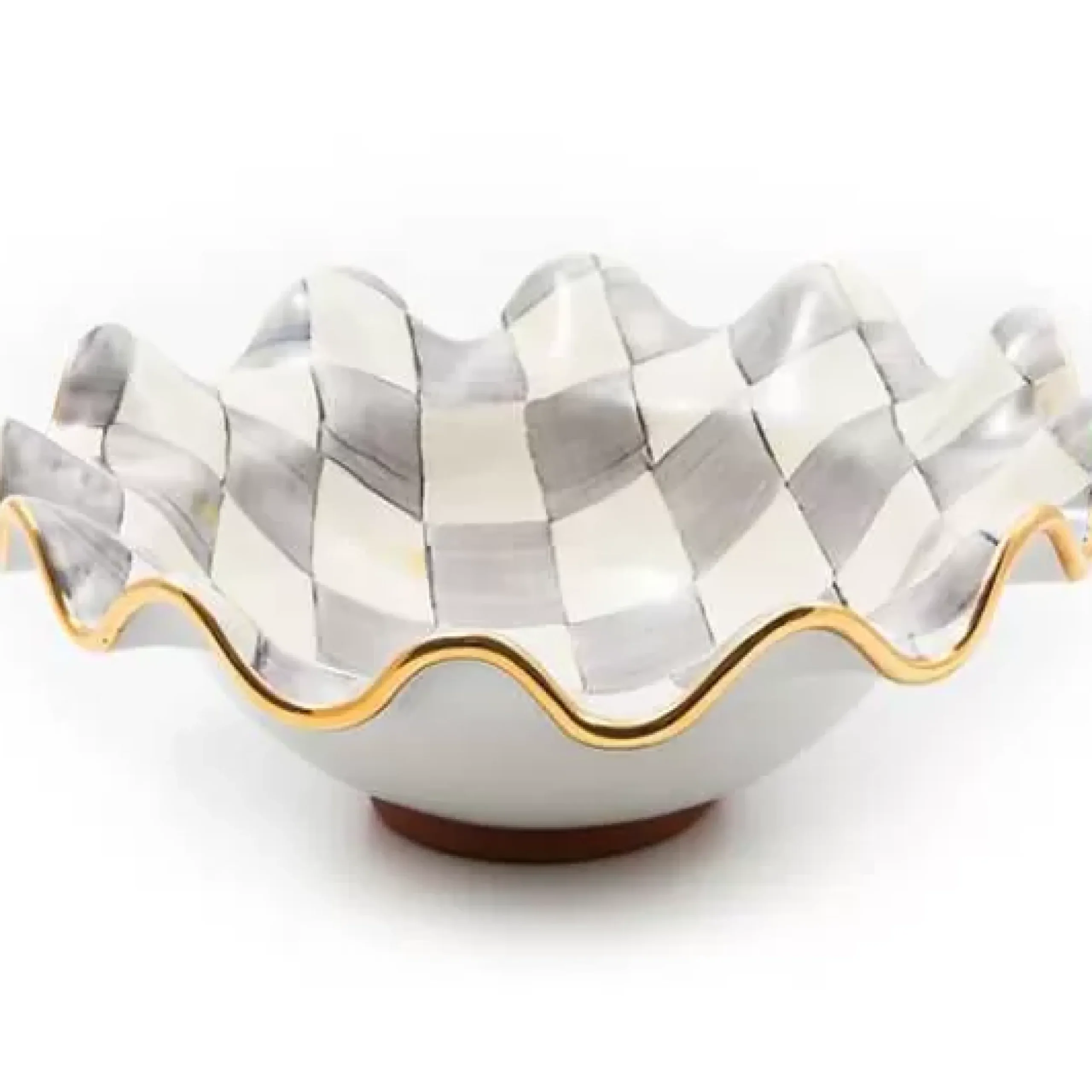 MacKenzie-Childs Sterling Check Medium Ceramic Fluted Serving Bowl< Fall Entertaining|Serveware