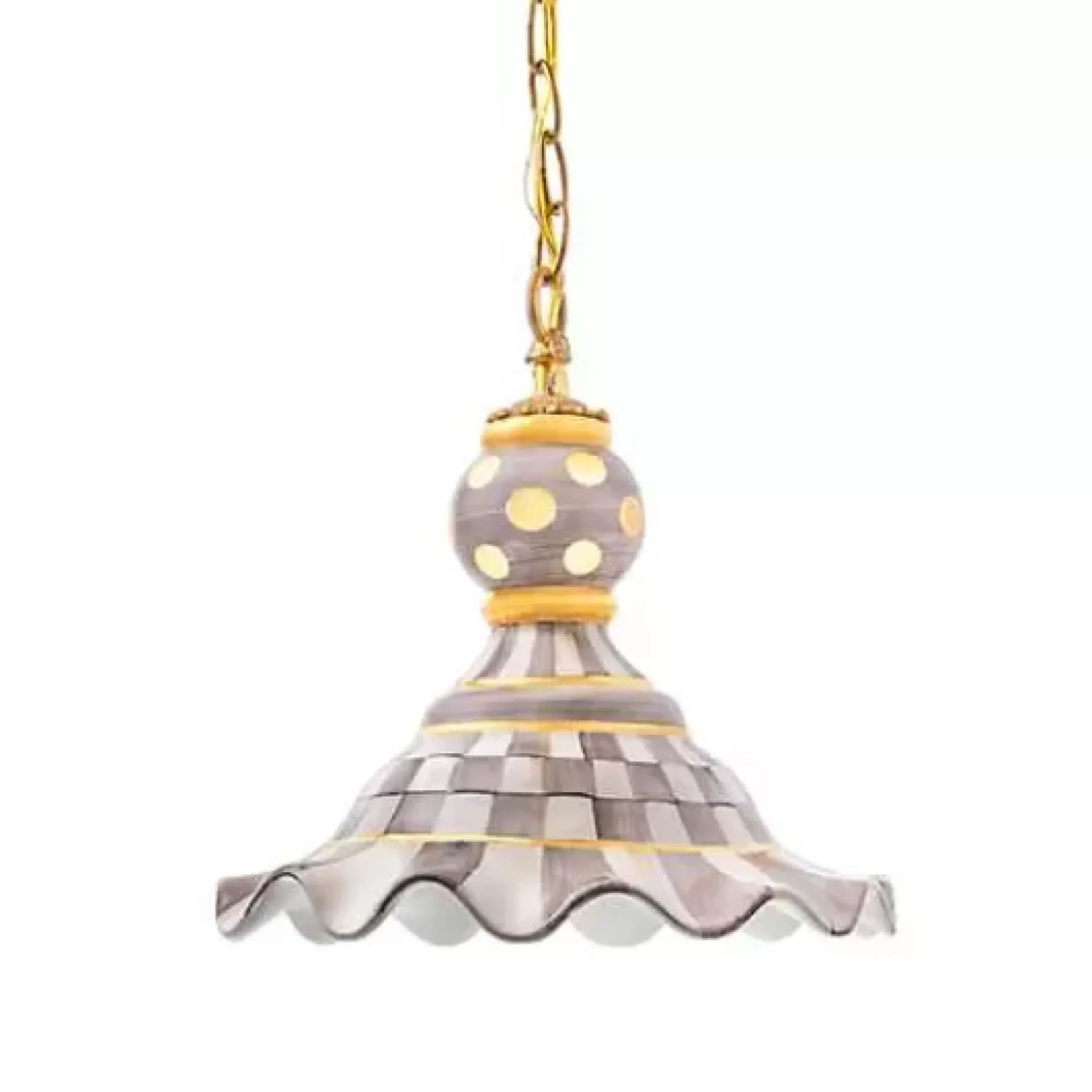 MacKenzie-Childs Sterling Check Medium Ceramic Pendant Lamp< Lighting