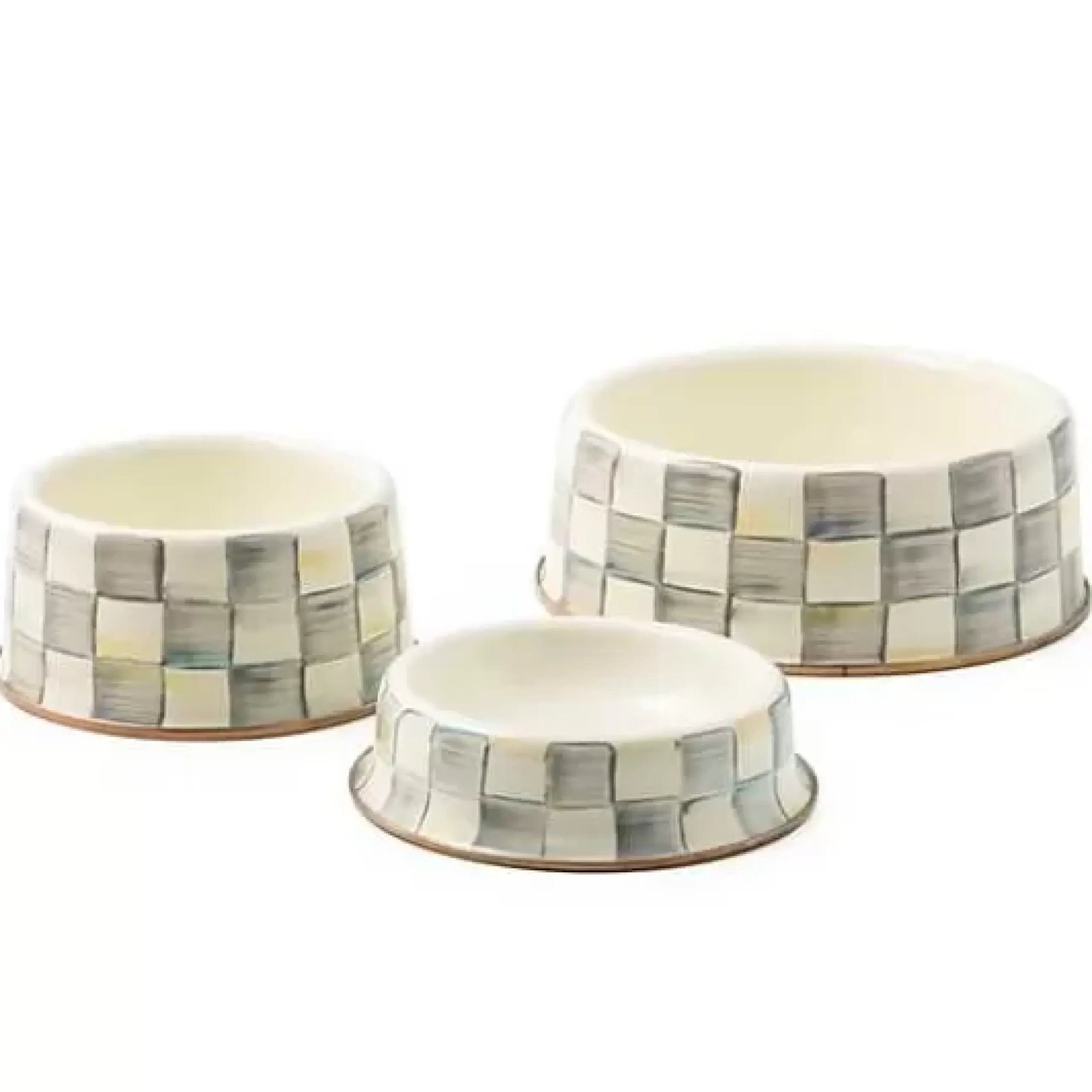 MacKenzie-Childs Sterling Check Medium Pet Dish< Accessories