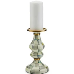MacKenzie-Childs Sterling Check Medium Pillar Candlestick< Candles & Fragrances
