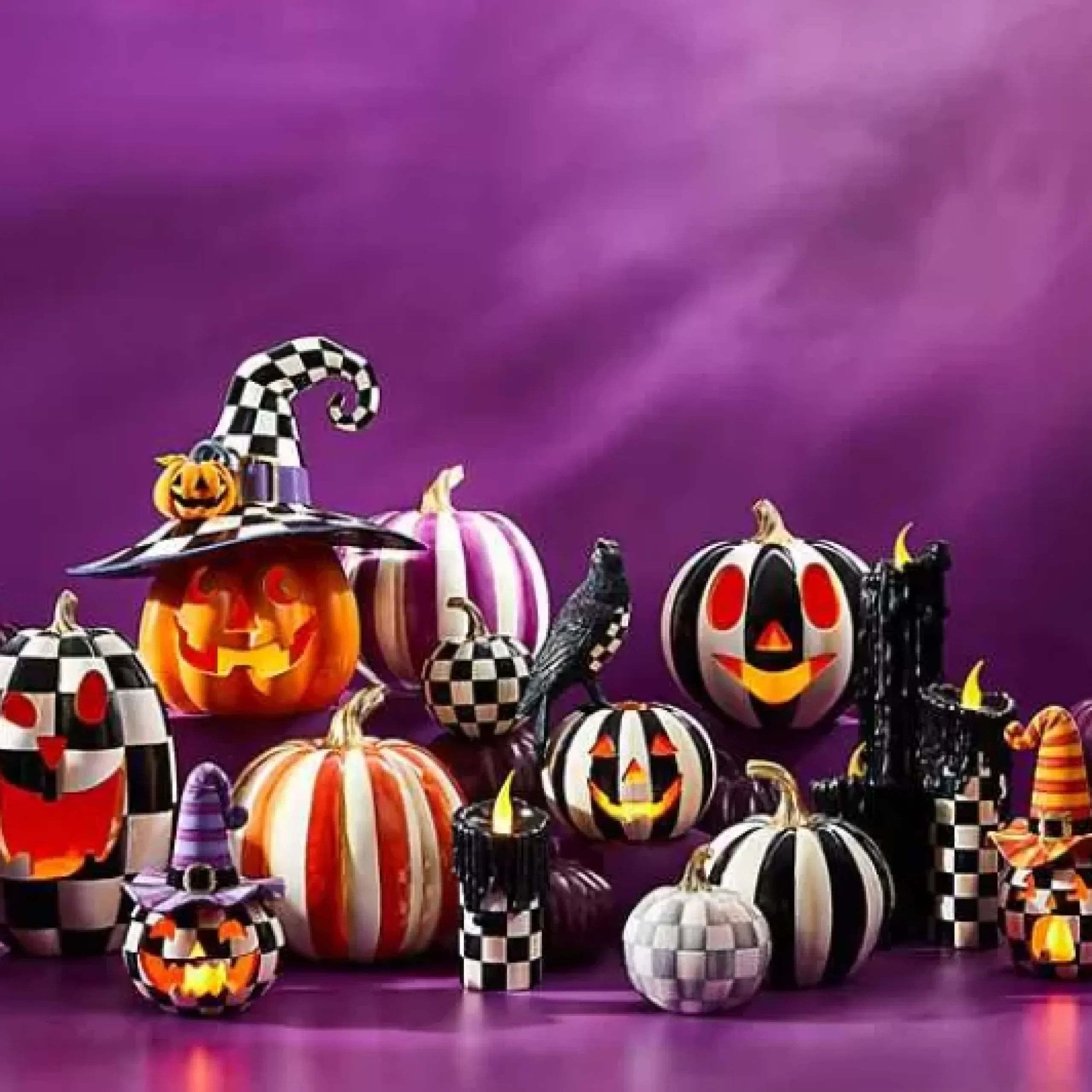 MacKenzie-Childs Sterling Check Mini Pumpkin< Pumpkins|The Halloween Shop