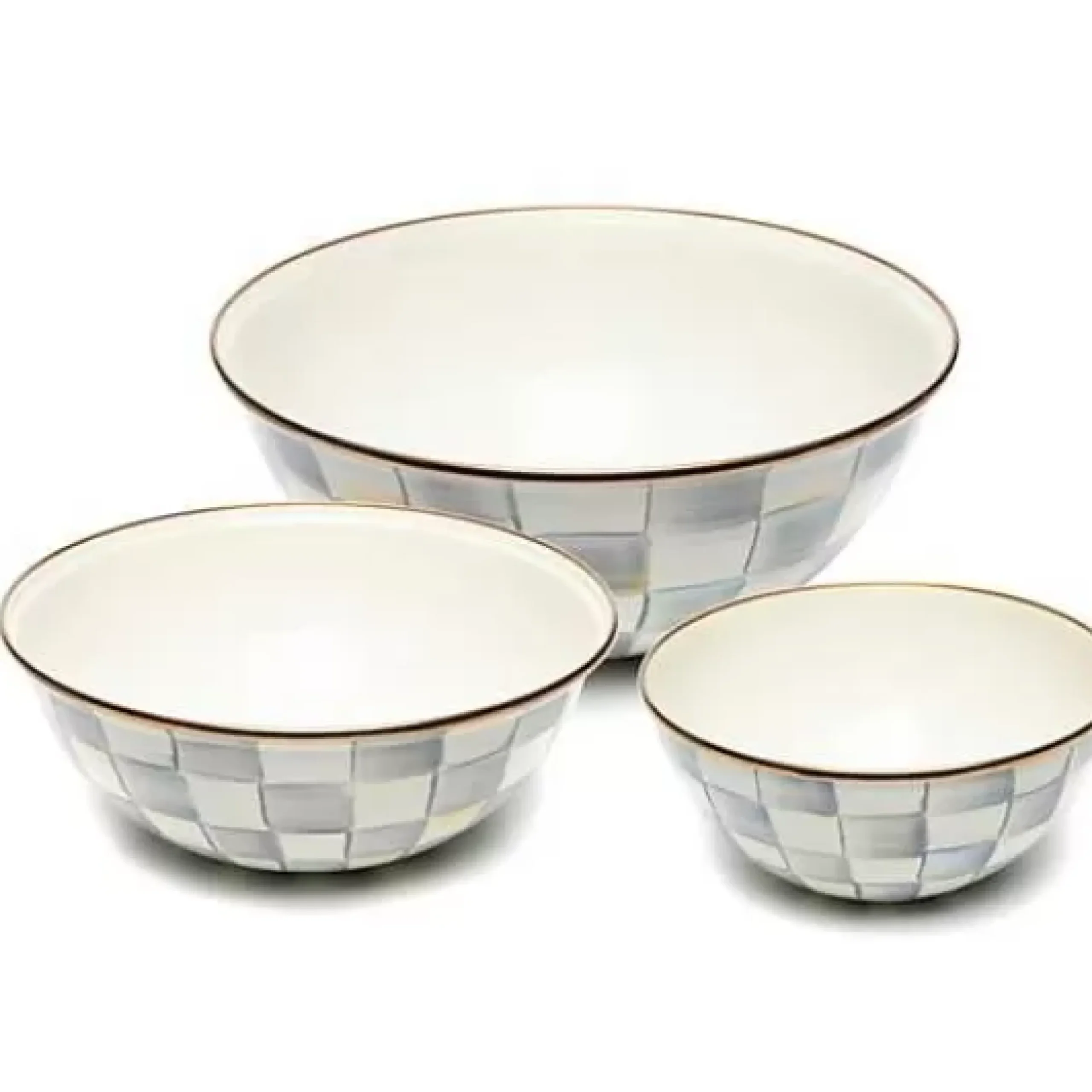 MacKenzie-Childs Sterling Check Mixing Bowls, Set of 3< Kitchen & Dining Sets|Serveware