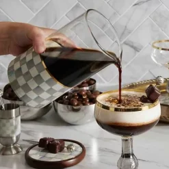 MacKenzie-Childs Sterling Check Mixing Glass< Fall Entertaining|Bar Entertaining