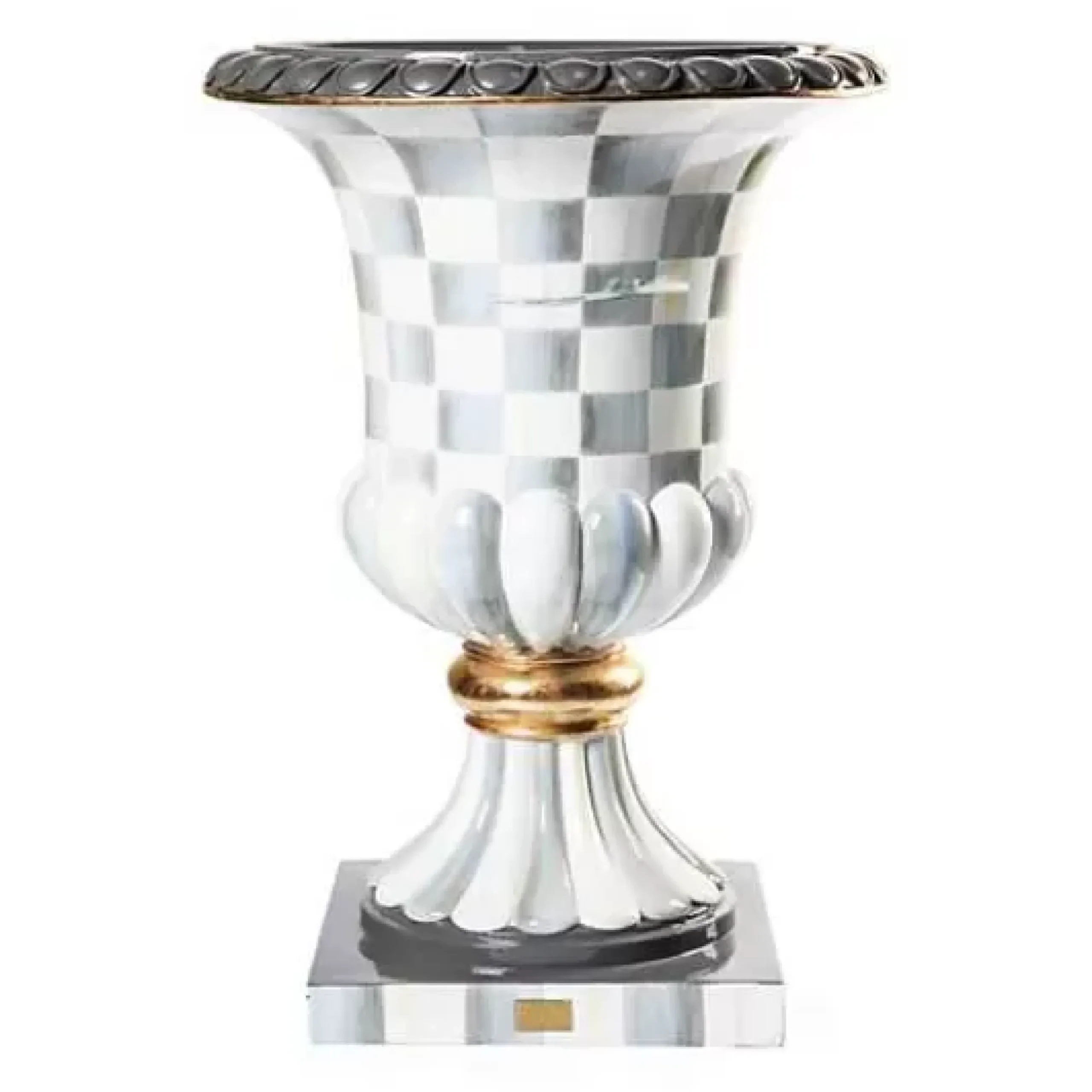MacKenzie-Childs Sterling Check Pedestal Urn< Spring|The Fall Shop