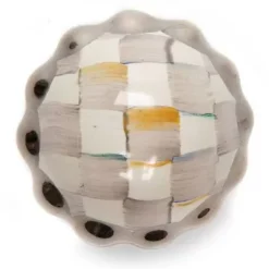 MacKenzie-Childs Sterling Check Petit Four Round Knob< Finishing Touches|Room Accents