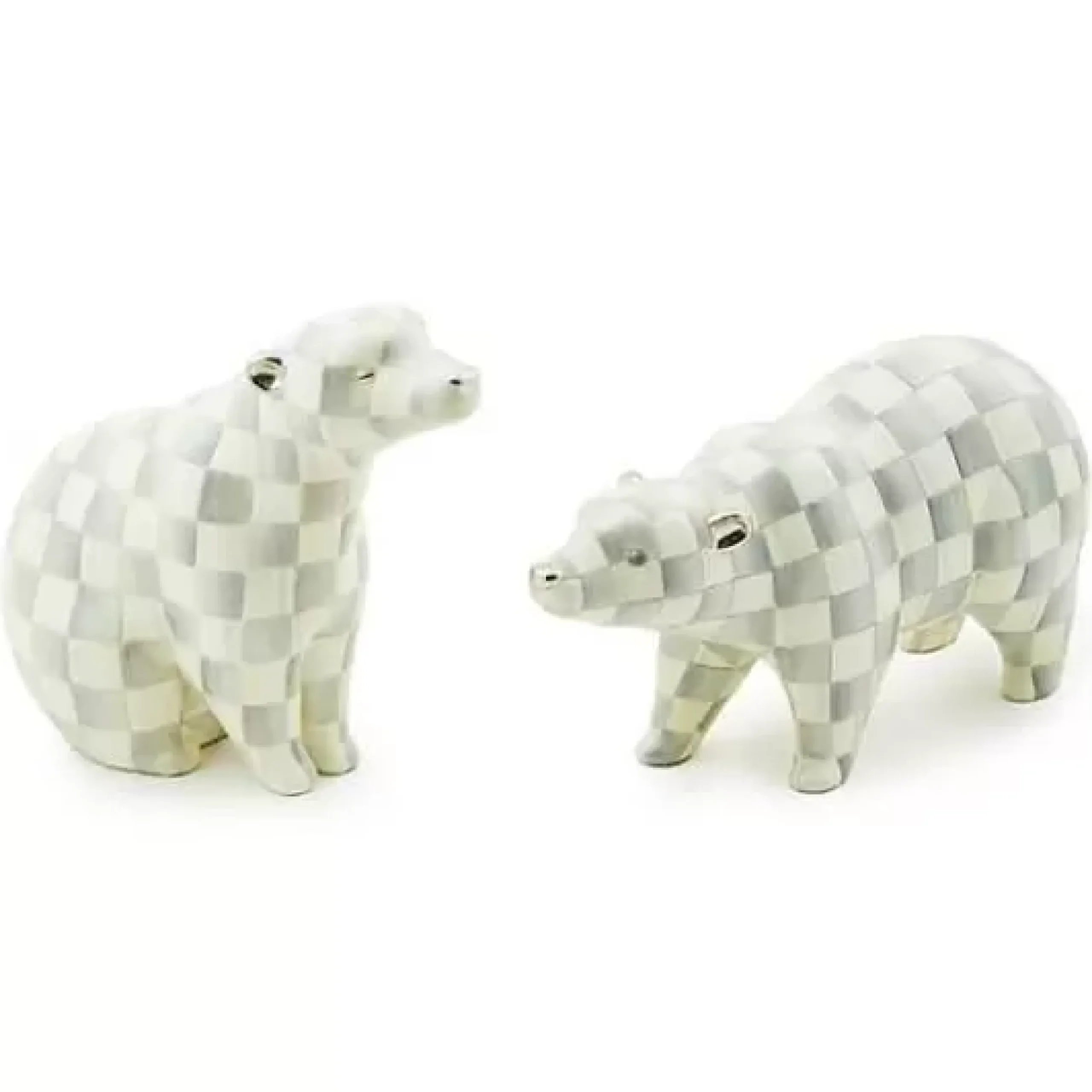 MacKenzie-Childs Sterling Check Polar Bear Figurines, Set of 2< Holiday|Decor Sets