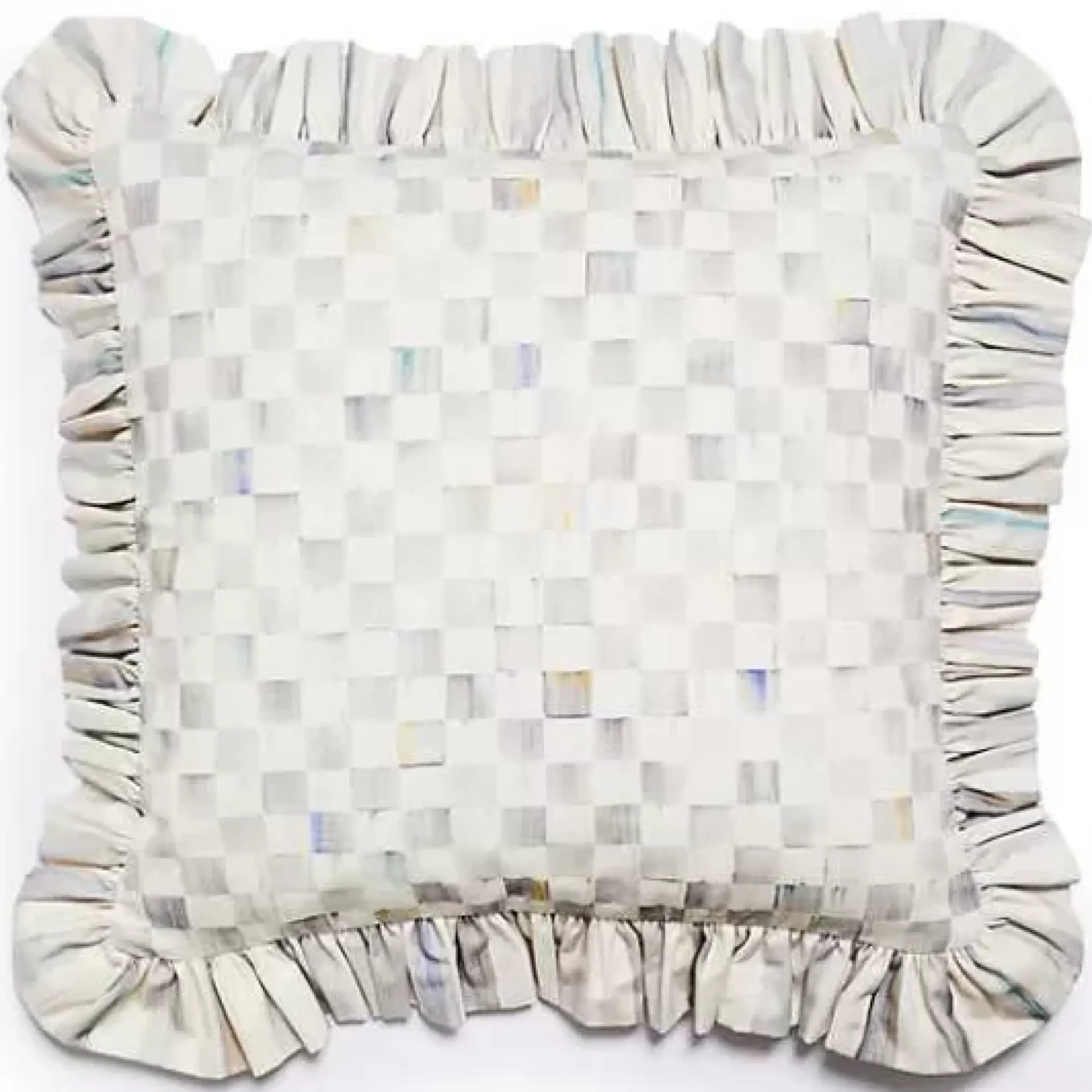 MacKenzie-Childs Sterling Check Ruffle Throw Pillow< Pillows, Throws, & Cushions