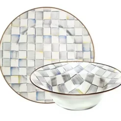 MacKenzie-Childs Sterling Check Serving Platter  Bowl Set< Kitchen & Dining Sets|Serveware