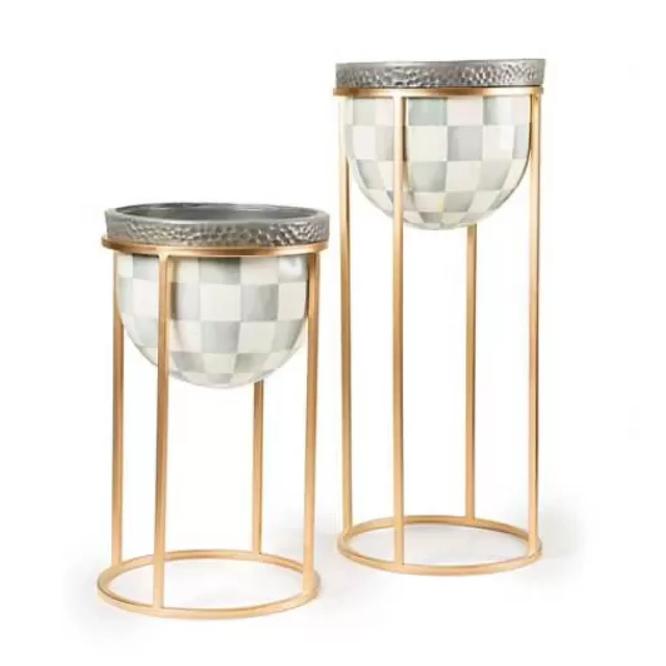 MacKenzie-Childs Sterling Check Short Plant Stand< Outdoor|Room Accents