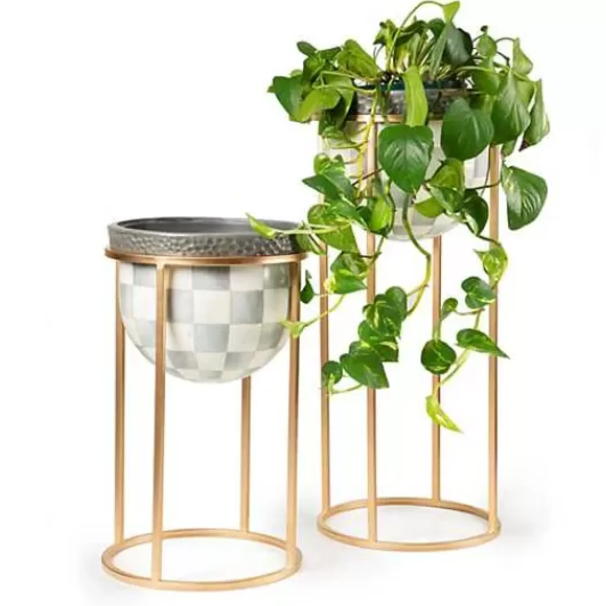 MacKenzie-Childs Sterling Check Short Plant Stand< Outdoor|Room Accents