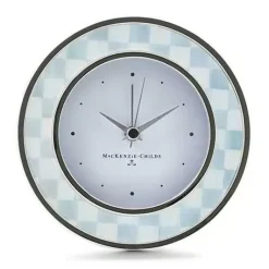 MacKenzie-Childs Sterling Check Silver Plated Round Desk Clock< Room Accents