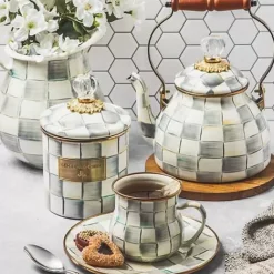MacKenzie-Childs Sterling Check Small Canister< Room Accents|Kitchen Storage & Organization