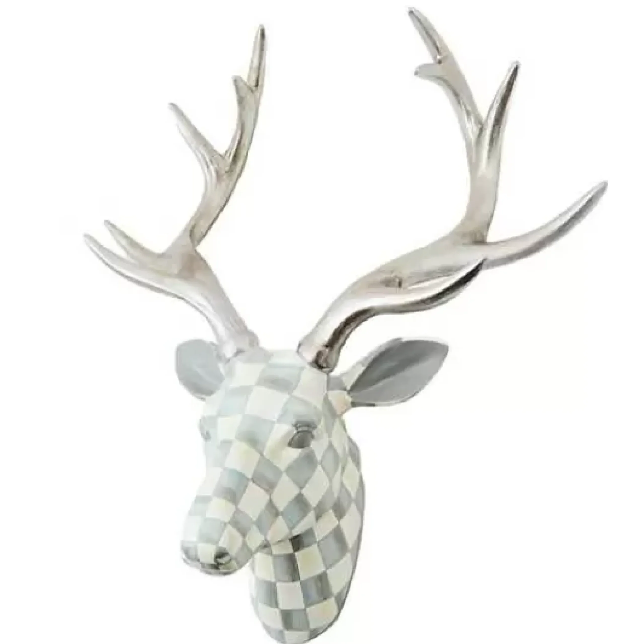 MacKenzie-Childs Sterling Check Small Deer Head Wall Decor< Room Accents