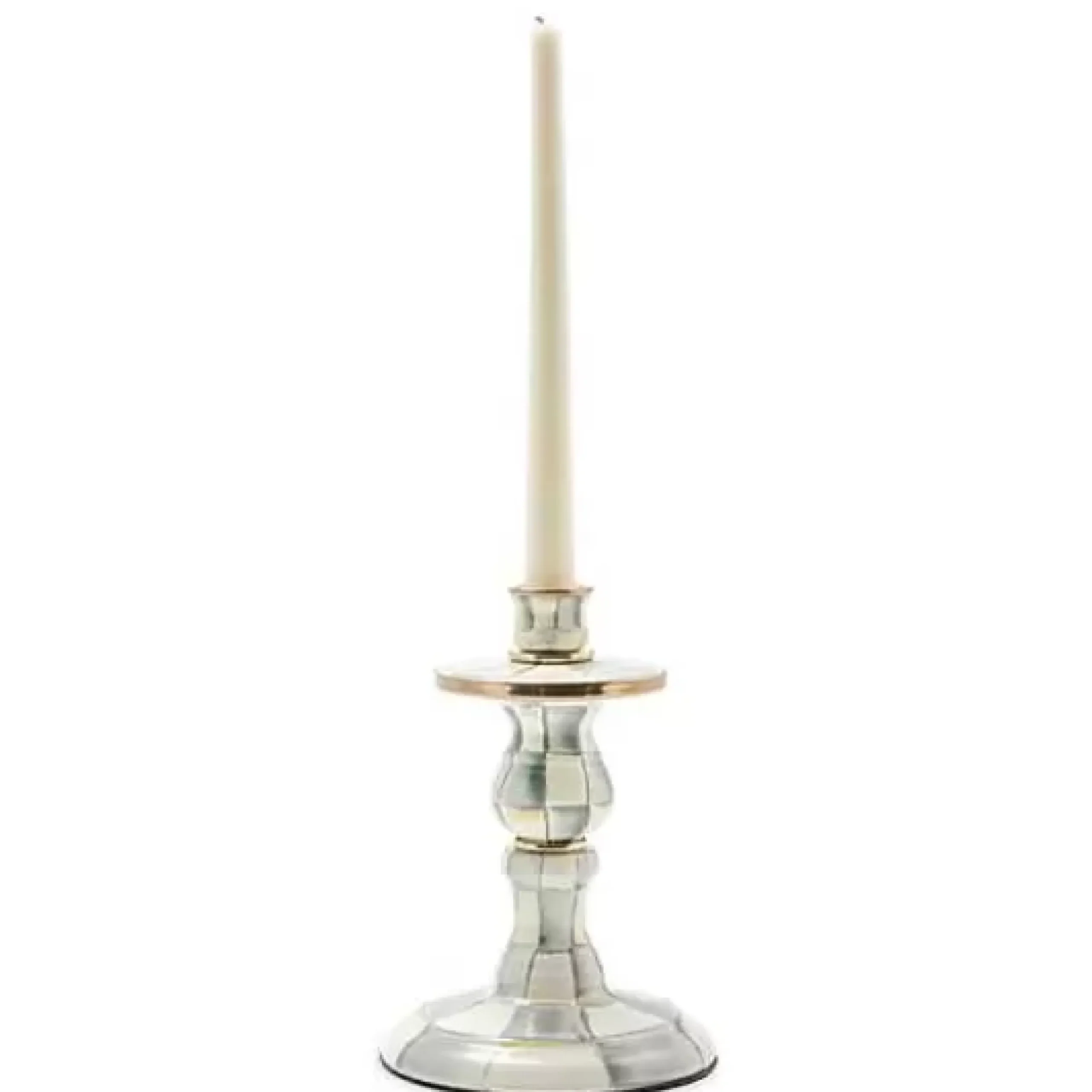 MacKenzie-Childs Sterling Check Small Enamel Candlestick< Candles & Fragrances