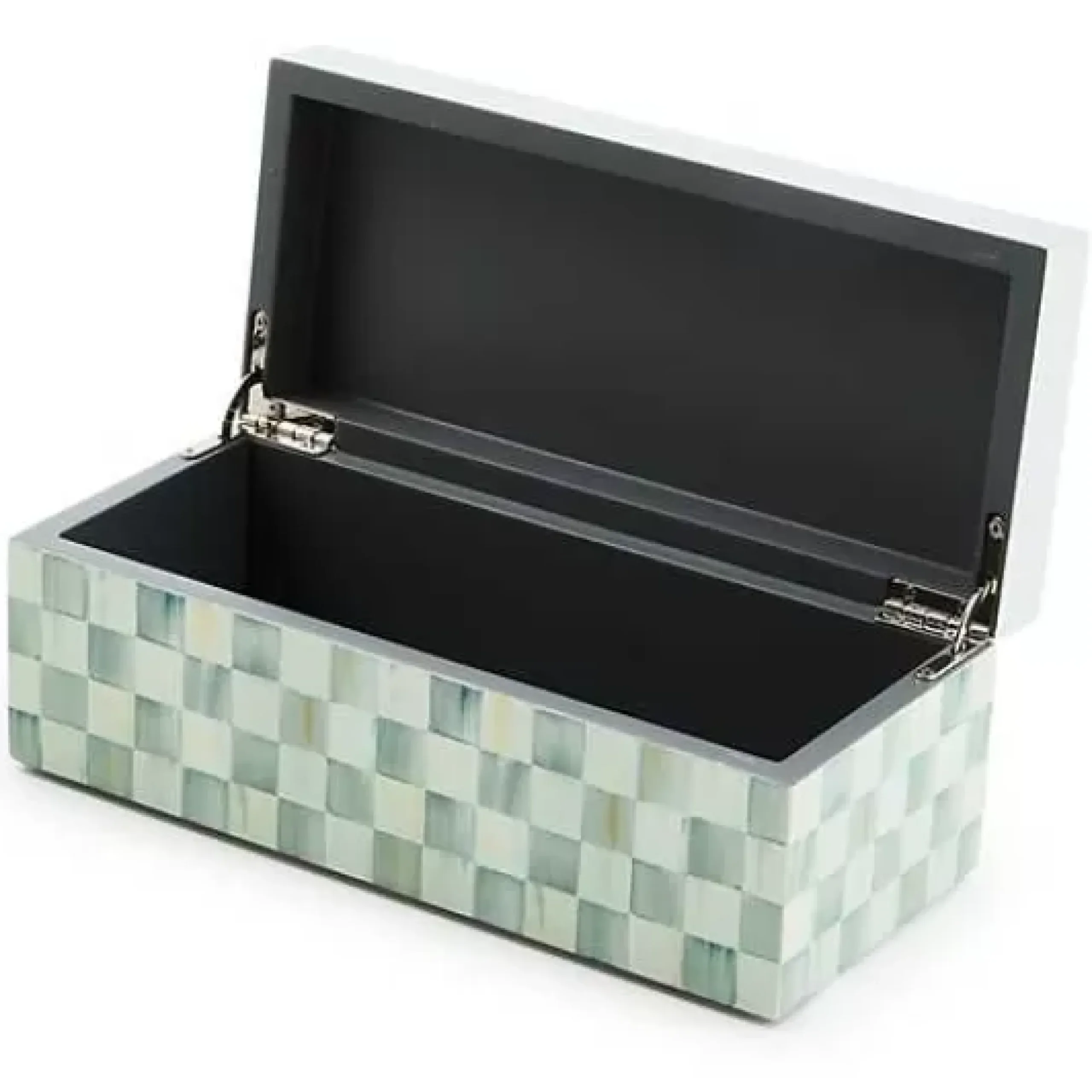 MacKenzie-Childs Sterling Check Small Lacquer Decorative Box with Hinged Lid< Room Accents