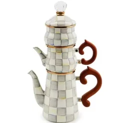 MacKenzie-Childs Sterling Check Stackable Coffee Set< The Coffee Shop|Fall Entertaining