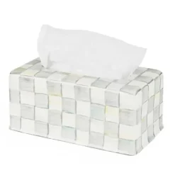 MacKenzie-Childs Sterling Check Standard Tissue Box Cover< Bath & Bath Accessories|Room Accents