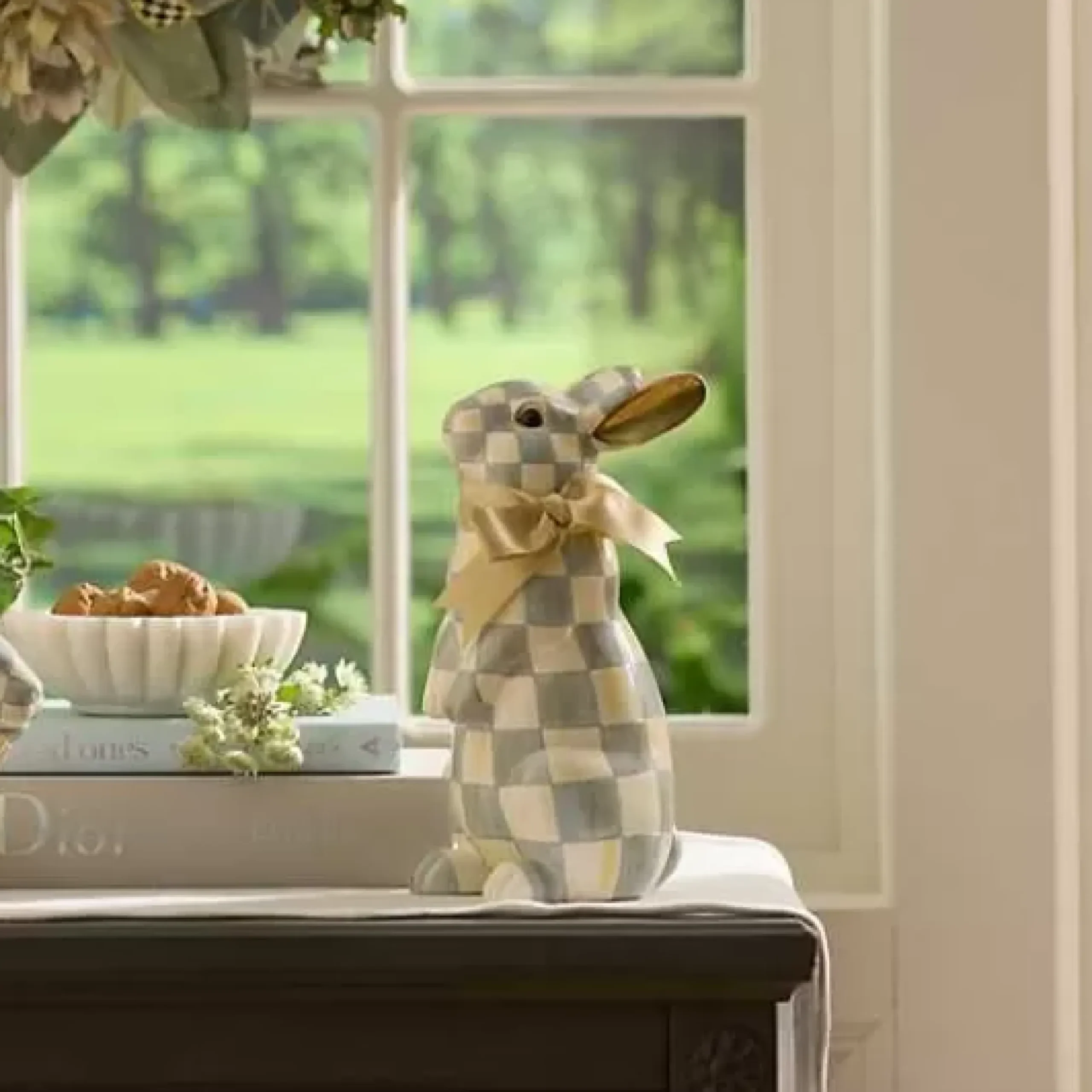 MacKenzie-Childs Sterling Check Standing Bunny< Easter|Spring