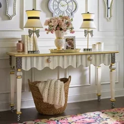 MacKenzie-Childs Sterling Check  Stripe Console Table< Storage Furniture|Living Room