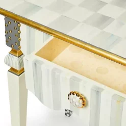 MacKenzie-Childs Sterling Check  Stripe Console Table< Storage Furniture|Living Room