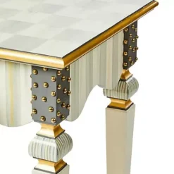 MacKenzie-Childs Sterling Check  Stripe Console Table< Storage Furniture|Living Room