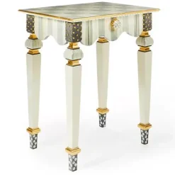MacKenzie-Childs Sterling Check Stripe Side Table< Living Room