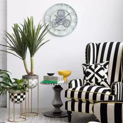 MacKenzie-Childs Sterling Check Tall Plant Stand< Outdoor|Room Accents