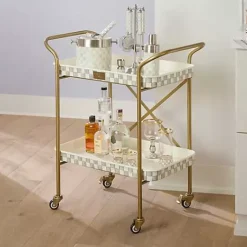 MacKenzie-Childs Sterling Check 2-Tier Kitchen Cart< Dining Room & Kitchen|Bar Entertaining