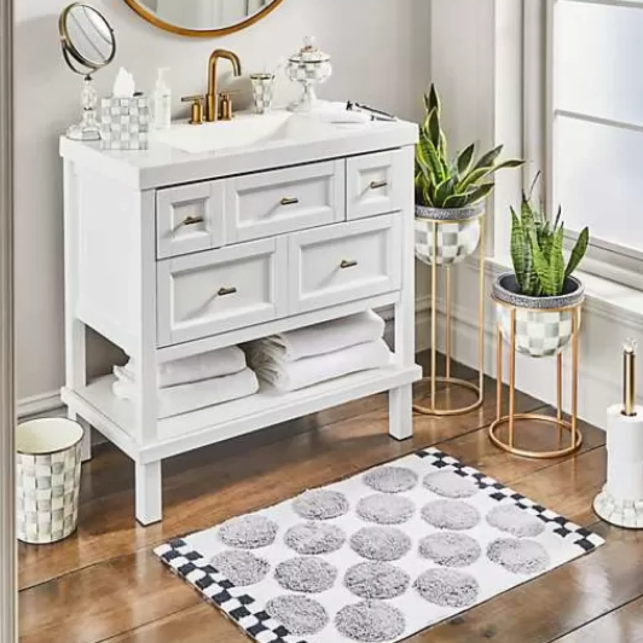 MacKenzie-Childs Sterling Check Toilet Tissue Storage< Bath & Bath Accessories