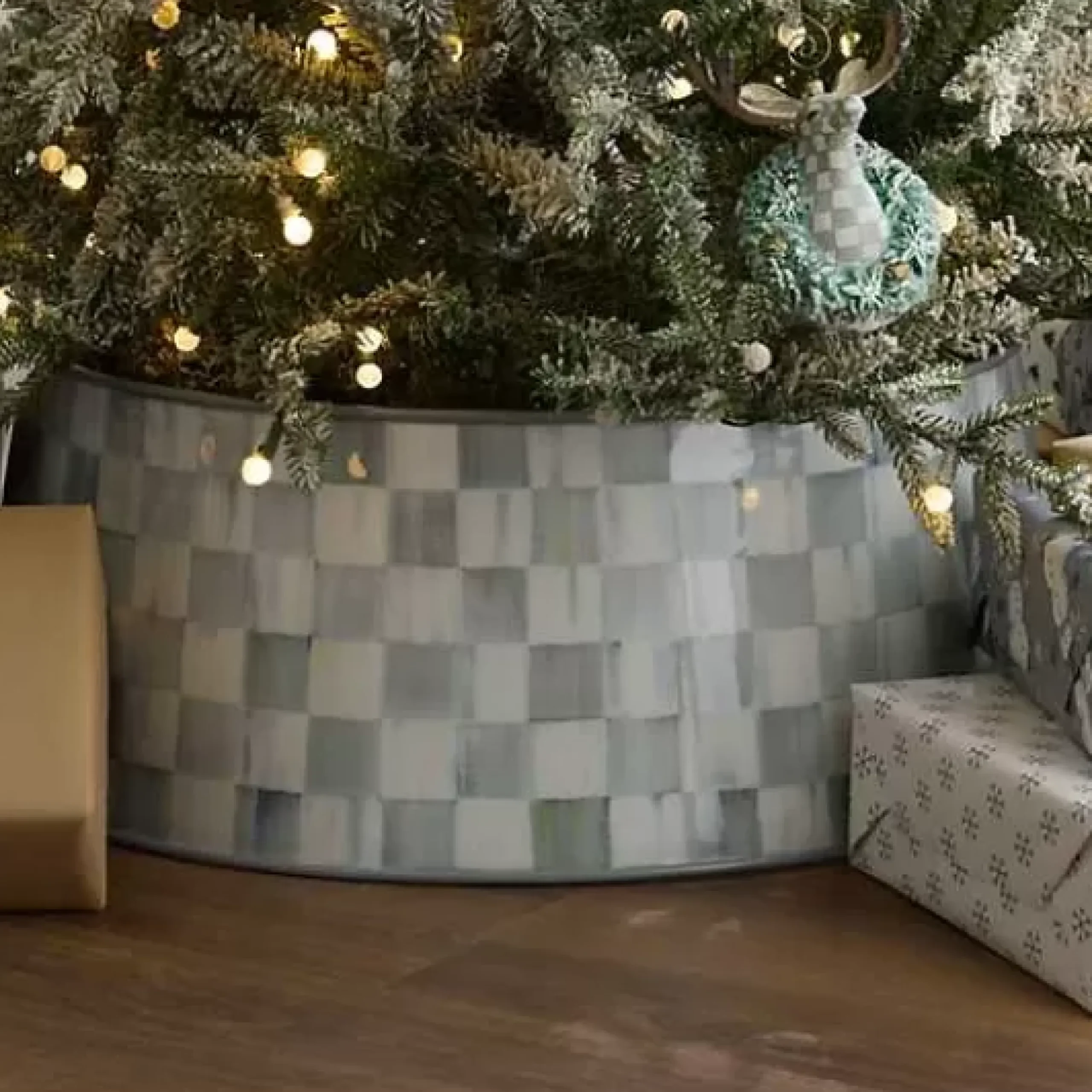 MacKenzie-Childs Sterling Check Tree Collar< Holiday|Room Accents