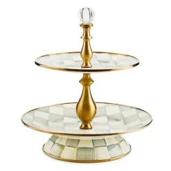 MacKenzie-Childs Sterling Check Two Tier Sweet Stand< Fall Entertaining|Serveware