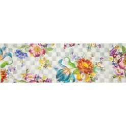 MacKenzie-Childs Sterling Flower Market Floor Mat - 2'6 x 8' Runner< Rugs