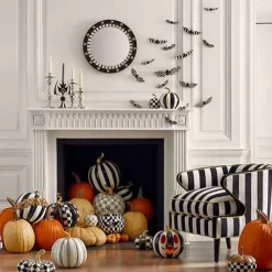MacKenzie-Childs Sterling Stripe Medium Pumpkin< Pumpkins|The Halloween Shop