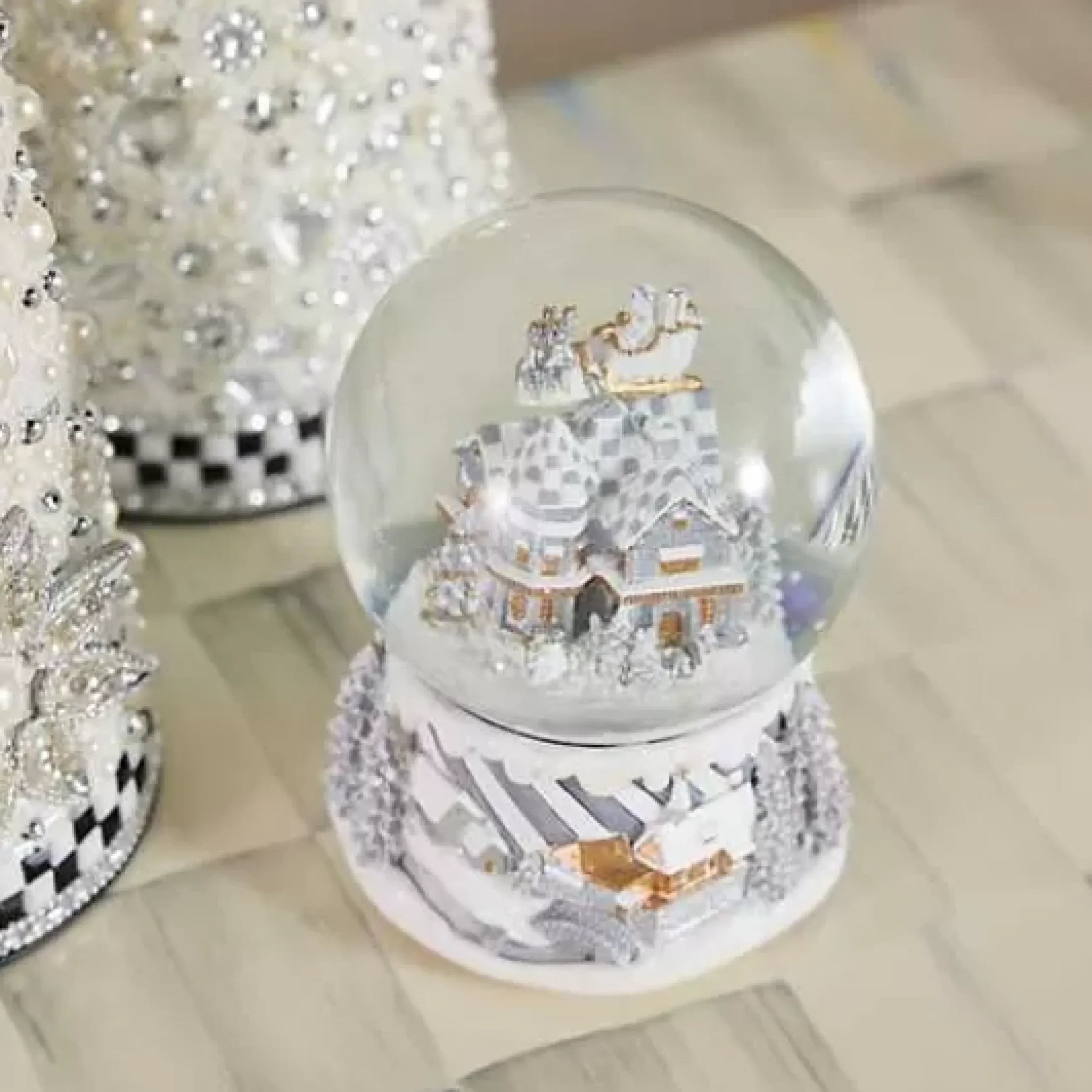 MacKenzie-Childs Sterling Village Snow Globe< Holiday|Room Accents