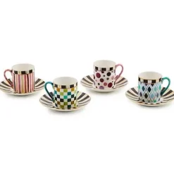 MacKenzie-Childs Sweetheart Espresso Cup Saucer, Set of 4< Kitchen & Dining Sets|The Coffee Shop