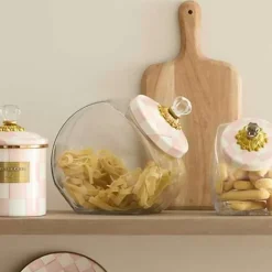 MacKenzie-Childs Sweets Jar with Rosy Check Enamel Lid< Spring|Kitchen Storage & Organization