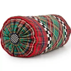 MacKenzie-Childs Tartan Beaded Bolster Pillow< Pillows, Throws, & Cushions