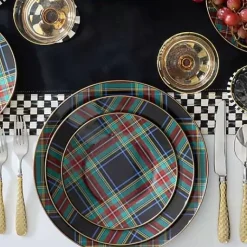 MacKenzie-Childs Tartan Black Dinner Plate< Dinnerware & Flatware