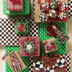 MacKenzie-Childs Tartan Glass Ball Ornaments, Set of 6< Holiday