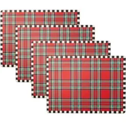 MacKenzie-Childs Tartan Red Cork Back Placemats, Set of 4< Kitchen & Dining Sets|Table Accessories