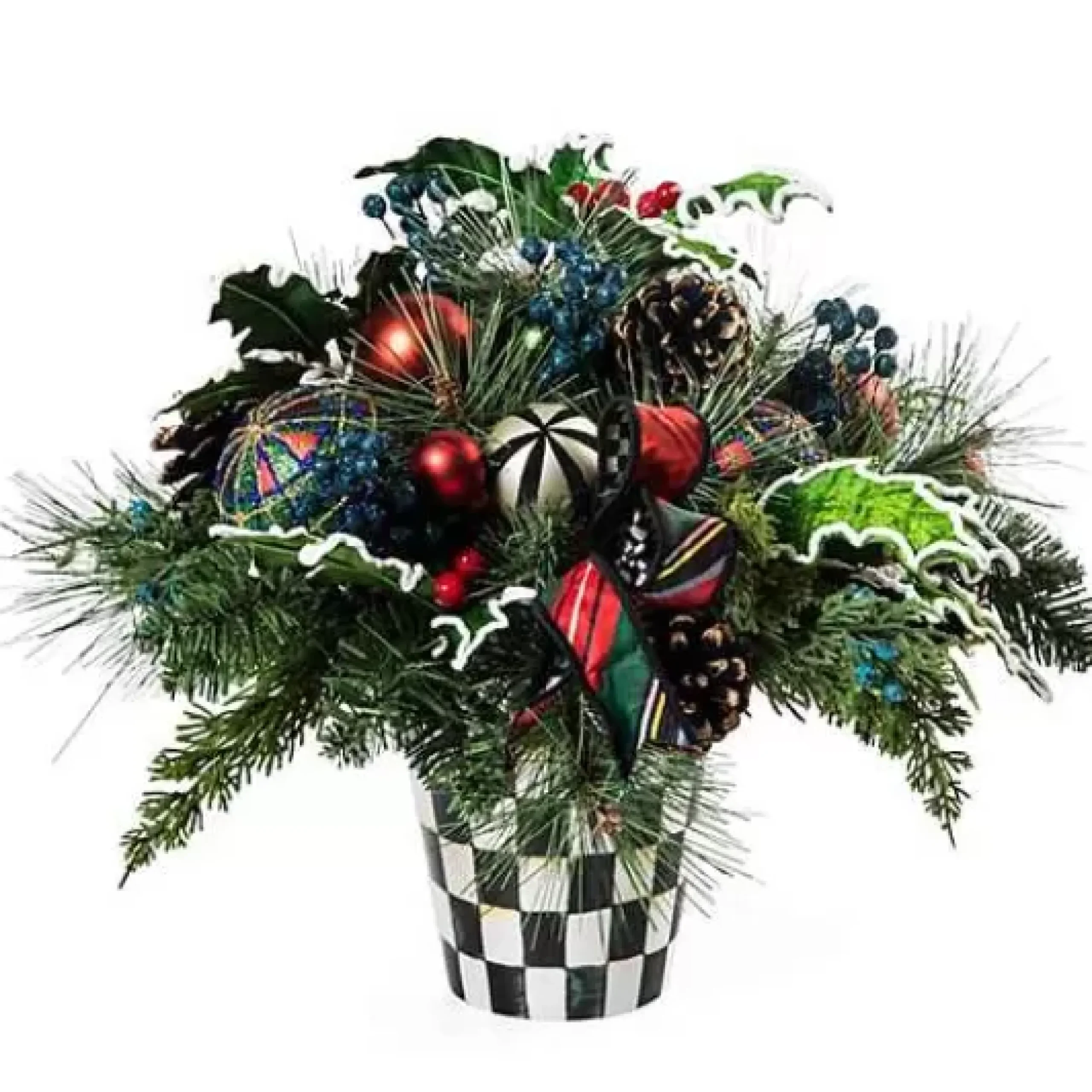 MacKenzie-Childs Tartastic Centerpiece< Holiday|Greenery & Florals